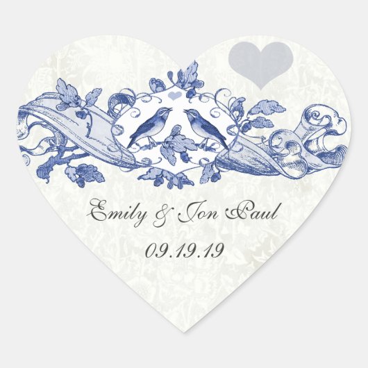 Lucky Bluebird Navy Wedding Stickers (Voorkant)