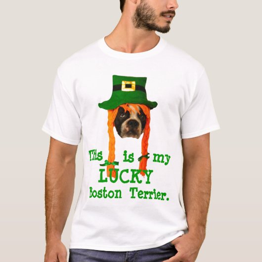 LUCKY Boston Terrier St. Patrick's Day T-shirt (Voorkant)