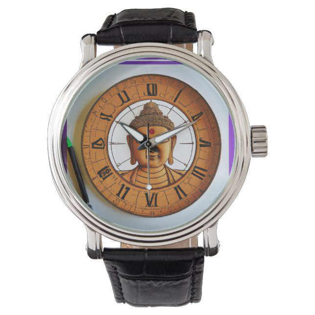 Lucky Buddha Leather Watch Horloge (Voorkant)