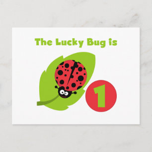 Lucky Bug 1e verjaardag T-shirts en geschenken Briefkaart