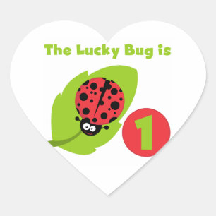 Lucky Bug 1e verjaardag T-shirts en geschenken Hart Sticker