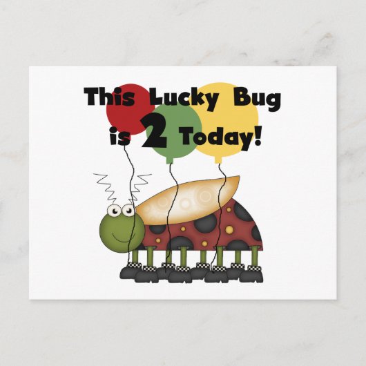 Lucky Bug 2e verjaardag T-shirts en geschenken Briefkaart (Voorkant)