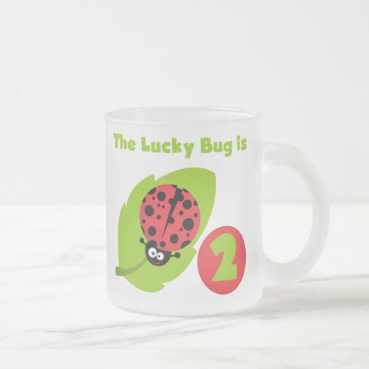 Lucky Bug 2e verjaardag T-shirts en geschenken Matglas Koffiemok (Rechts)