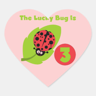 Lucky Bug 3e Verjaardag T shirten en geschenken Hart Sticker