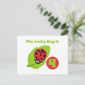 Lucky Bug 4e verjaardag T-shirts en geschenken Briefkaart (Staand voorkant)