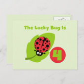 Lucky Bug 4e verjaardag T-shirts en geschenken Briefkaart (Voorkant / Achterkant)