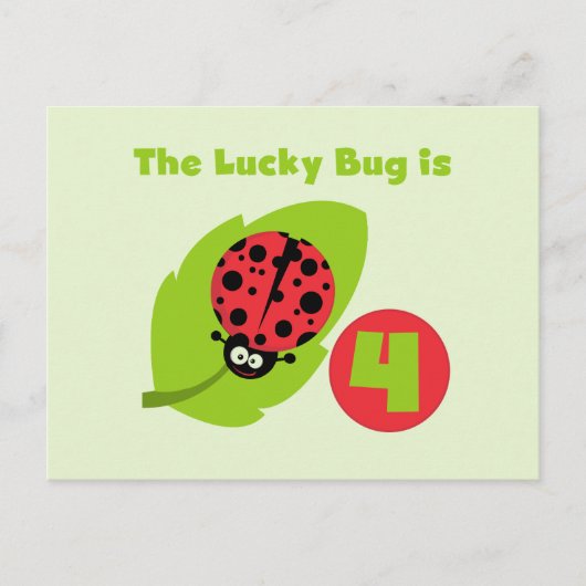 Lucky Bug 4e verjaardag T-shirts en geschenken Briefkaart (Voorkant)