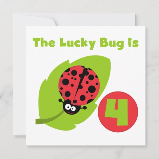 Lucky Bug 4e verjaardag T-shirts en geschenken Kaart (Voorkant)
