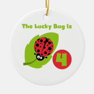 Lucky Bug 4e verjaardag T-shirts en geschenken Keramisch Ornament