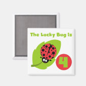 Lucky Bug 4e verjaardag T-shirts en geschenken Magneet (Voorkant / Achterkant)