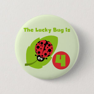 Lucky Bug 4e verjaardag T-shirts en geschenken Ronde Button 5,7 Cm