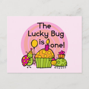 Lucky Bug Cupcake 1st Birthday Tshirts en Gifts Briefkaart