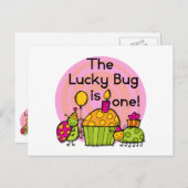 Lucky Bug Cupcake 1st Birthday Tshirts en Gifts Briefkaart (Voorkant / Achterkant)