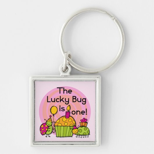 Lucky Bug Cupcake 1st Birthday Tshirts en Gifts Sleutelhanger (Voorkant)