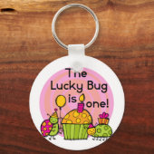 Lucky Bug Cupcake 1st Birthday Tshirts en Gifts Sleutelhanger (Voorkant)