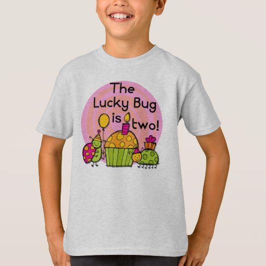 Lucky Bug Cupcake 2e Verjaardag T-shirts en gesche (Voorkant)
