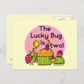 Lucky Bug Cupcake 2e Verjaardag T-shirts en gesche Briefkaart (Voorkant / Achterkant)