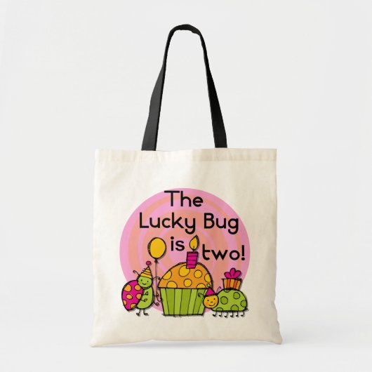 Lucky Bug Cupcake 2e Verjaardag T-shirts en gesche Tote Bag (Voorkant)