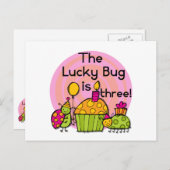 Lucky Bug Cupcake 3e Verjaardag Tshirts en geschen Briefkaart (Voorkant / Achterkant)