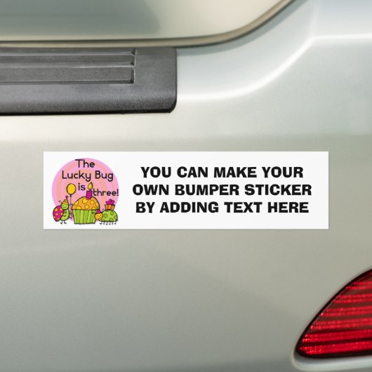 Lucky Bug Cupcake 3e Verjaardag Tshirts en geschen Bumpersticker (Op auto)