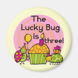 Lucky Bug Cupcake 3e Verjaardag Tshirts en geschen Magneet