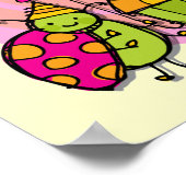 Lucky Bug Cupcake 3e Verjaardag Tshirts en geschen Poster (Hoek)