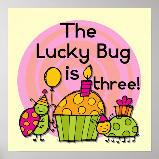 Lucky Bug Cupcake 3e Verjaardag Tshirts en geschen Poster (Voorkant)