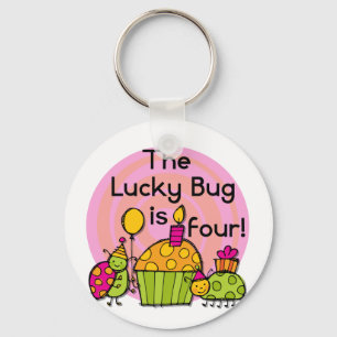 Lucky Bug Cupcake 4e verjaardag T-shirts en gesche Sleutelhanger
