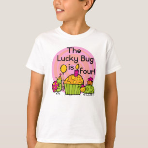 Lucky Bug Cupcake 4th Birthday T-shirts et cadeaux