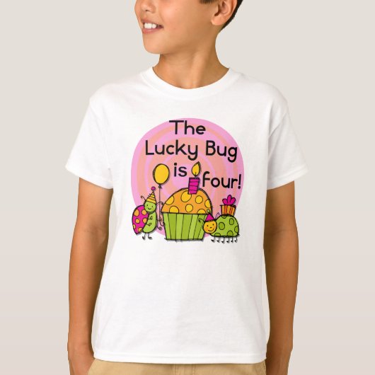 Lucky Bug Cupcake 4th Birthday T-shirts et cadeaux (Devant)