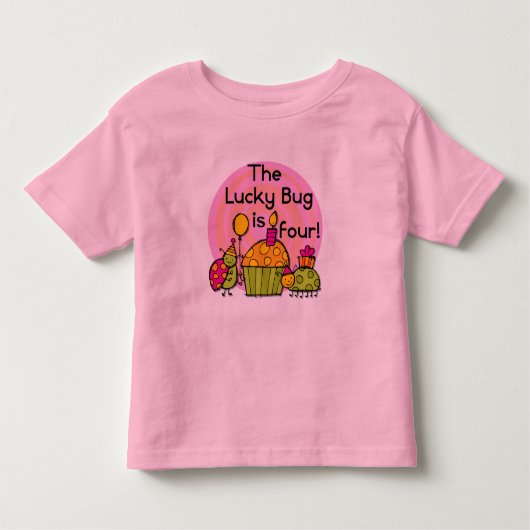 Lucky Bug Cupcake 4th Birthday T-shirts et cadeaux (Devant)