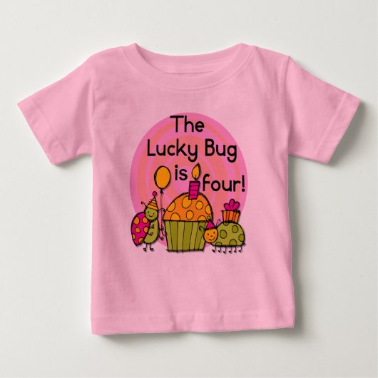 Lucky Bug Cupcake 4th Birthday T-shirts et cadeaux (Devant)