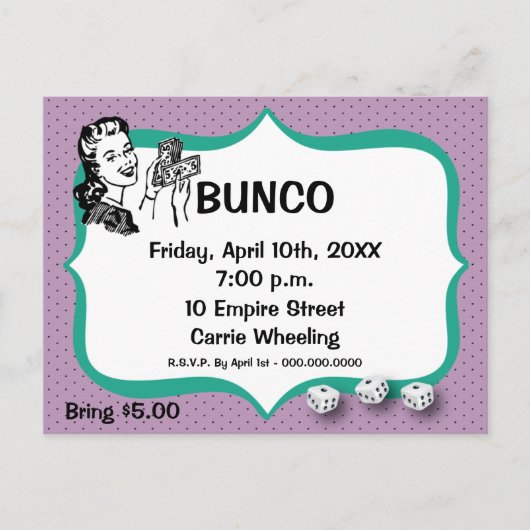 Lucky Bunco Player Briefkaart Violet and Emerald (Voorkant)