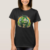 Lucky Cat and Pot Rainbow Shamrock St Patrick s Da T-shirt (Voorkant)