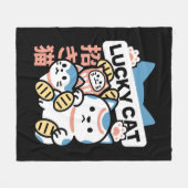 Lucky Cat Art – Maneki Neko with Gold Coin Fleece Deken (Voorkant (Horizontaal))