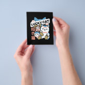 Lucky Cat Art – Maneki Neko with Gold Coin Flyer (Hand)