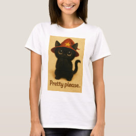 Lucky Cat Emi – Kawaii Begging Pose Witch Cat T-shirt
