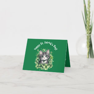 Lucky Cat Face St. Patrick's Day voor kattenliefhe Feestdagen Kaart