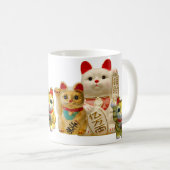 Lucky Cat Japanse Good Luck Waving Cats Group Koffiemok (Voorkant rechts)