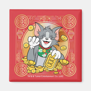 Lucky Cat Jerry With Gold Sycees Magneet