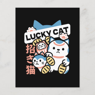 Lucky Cat Kunst – Maneki Neko met Gouden Munt Flyer
