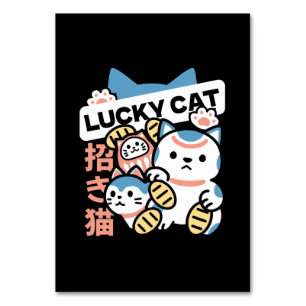 Lucky Cat Kunst – Maneki Neko met Gouden Munt Kaart