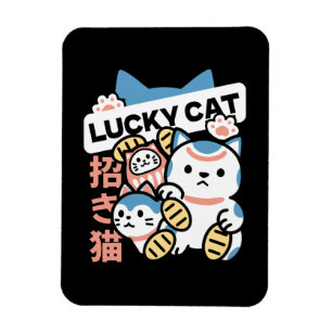 Lucky Cat Kunst – Maneki Neko met Gouden Munt Magneet