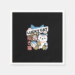 Lucky Cat Kunst – Maneki Neko met Gouden Munt Servet