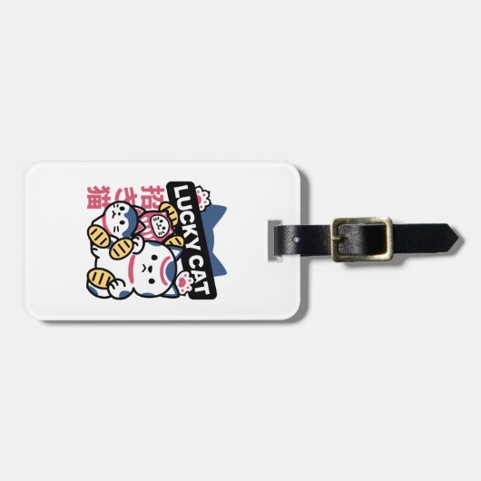 Lucky Cat Maneki Neko – Japanese Fortune Cat  Bagagelabel (Voorkant horizontaal)