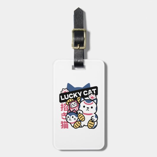Lucky Cat Maneki Neko – Japanese Fortune Cat  Bagagelabel (Voorkant verticaal)