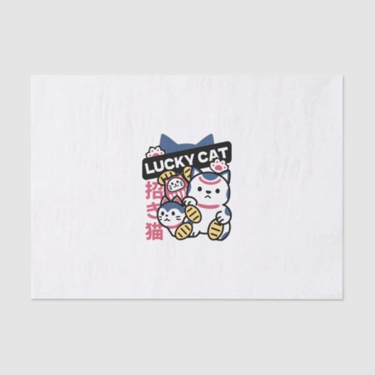 Lucky Cat Maneki Neko – Japanese Fortune Cat  Tissuepapier (Voorkant)