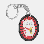 Lucky Cat Maneko Neki Goed Geluk Sleutelhanger (Voorkant Links)