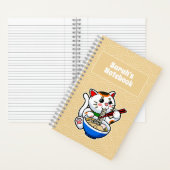 Lucky Cat Ramen gepersonaliseerd Notitieboek (Binnen)