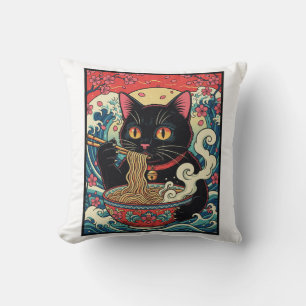 Lucky Cat Ramen Noodle Art Kussen